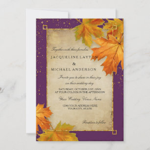 Invitación Otoño Elegante Boda de Hoja Caída