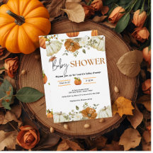 otoño en el amor calabaza floral ducha bebé Invita