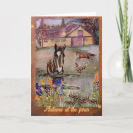 Invitación otoño en los caballos de la granja