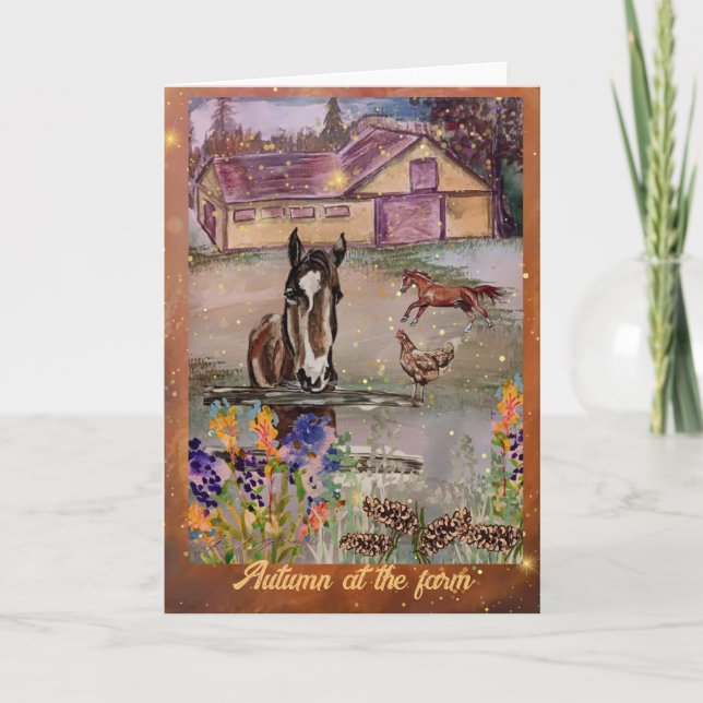 Invitación otoño en los caballos de la granja (Anverso)