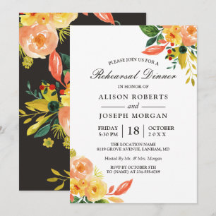 Invitación Otoño Ensayo de Boda Floral de Peach