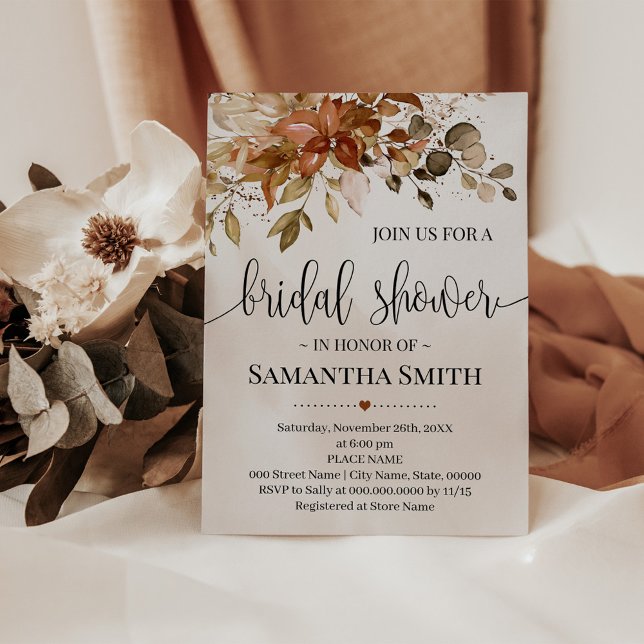 Invitación Otoño Eucalyptus Boda de ducha de novia (Subido por el creador)