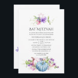 Invitación Otoño - Fall Floral Bat Mitzvah<br><div class="desc">Los guisantes dulces y las calabazas murciélagos mitzvah invitan con tonos de rosa,  púrpura,  violeta y azul y elegante tipografía de escritura a mano personalizable a los detalles de tu evento.</div>