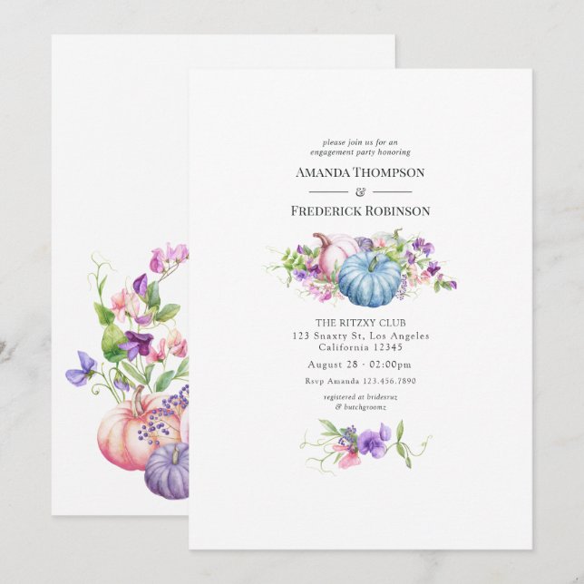 Invitación Otoño - Fall Floral Engagement Party (Anverso / Reverso)