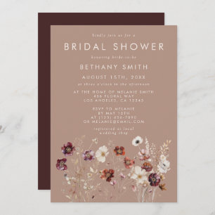 Invitación Otoño Flor Silvestre Meadow Taupe Bridal Shower