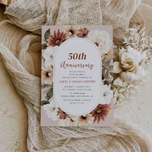 Invitación otoño floral 50º aniversario boda