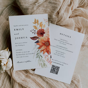 Invitación Otoño Floral Boho todo en un Boda