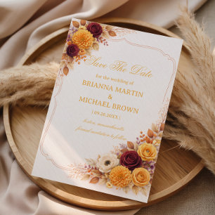 Invitación Otoño Floral Cálido Elegante