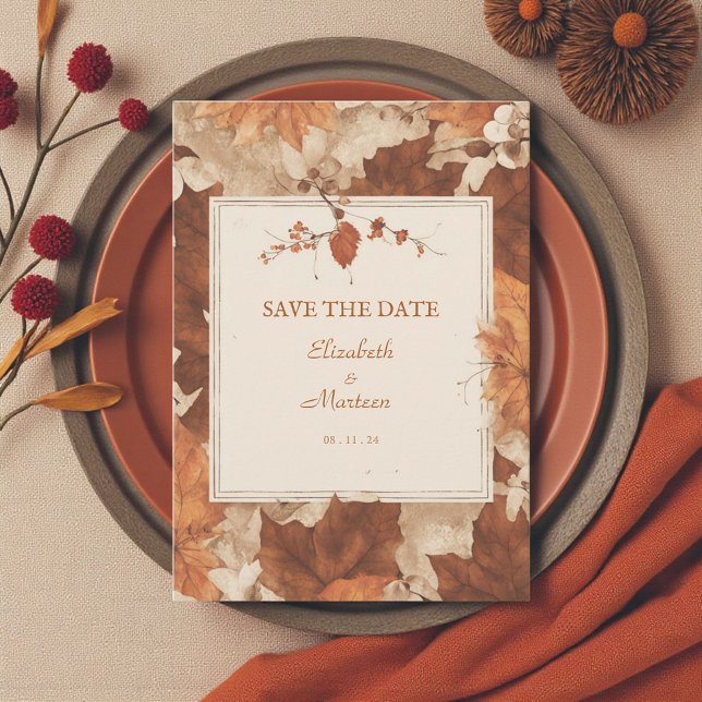 Invitación Otoño floral de Rustic Brown Terracotta (Subido por el creador)
