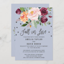 Otoño Floral Dusty Blue Fall In Love Boda