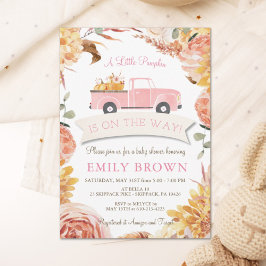 Invitación Otoño Floral Rosa CHICA CALABAZA NIÑA FESTEJO DE L
