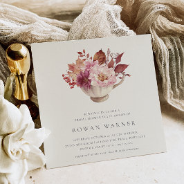 Invitación Otoño Floral Teacup Caída Bridal Ducha Té