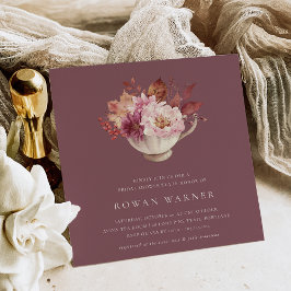 Invitación Otoño Floral Teacup Caída Bridal Ducha Té