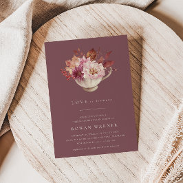 Invitación Otoño Floral Teacup Caída Bridal Ducha Té