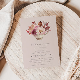 Invitación Otoño Floral Teacup Caída Bridal Ducha Té
