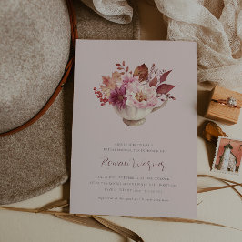 Invitación Otoño Floral Teacup Caída Bridal Ducha Té
