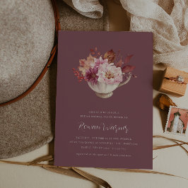 Invitación Otoño Floral Teacup Caída Bridal Ducha Té