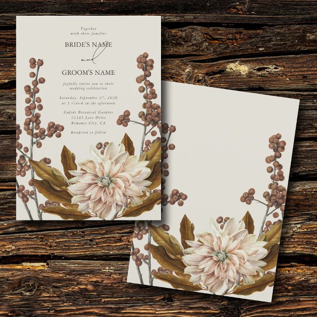 Invitación Otoño Floral Tones de tierra acuarela Boda otoño (Autumn Floral Earthy Tones Watercolor Fall Wedding Invitation)