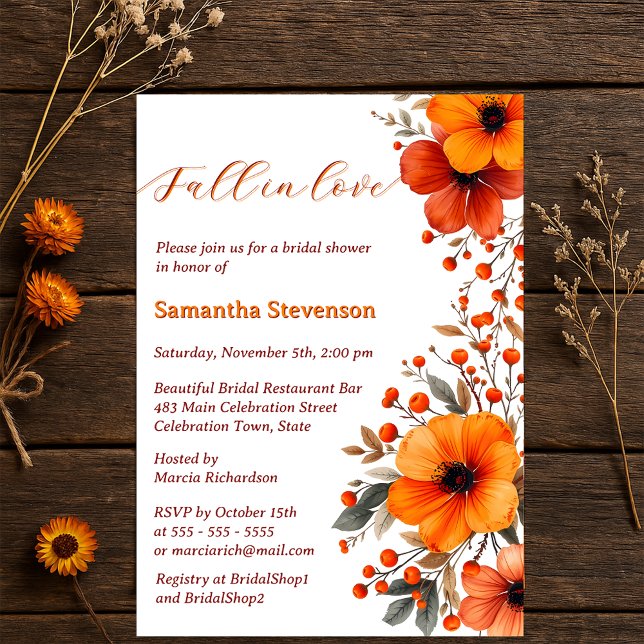 Invitación Otoño florece Berry cae en amor ducha de novias (Subido por el creador)