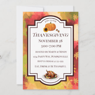 Invitación Otoño formal de Acción de Gracias Sale Turquía