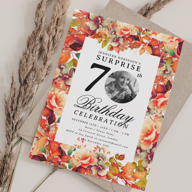 Invitación Otoño Fotos florales SORPRESA 70 cumpleaños (Subido por el creador)