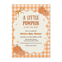 Otoño Gingham Un pequeño baby shower de calabaza