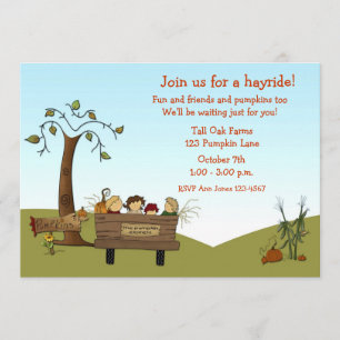 Invitación Otoño Hayride, carro, niños