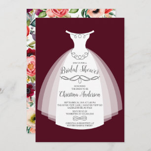 Invitación Otoño Hobo Floral Bride Gown Bridal Shower