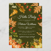 Otoño Hola Baby Pumpkin Foliage Baby Shower