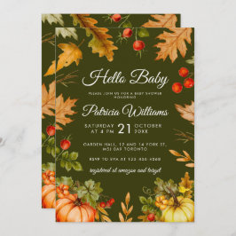 Invitación Otoño Hola Baby Pumpkin Foliage Baby Shower