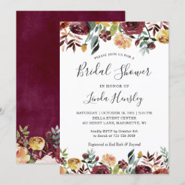 Invitación Otoño Jardín Rojo Naranja Floral Caída Bridal Duch
