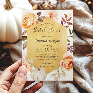 Invitación Otoño Luxury Gold Floral Fall Bridal Shower