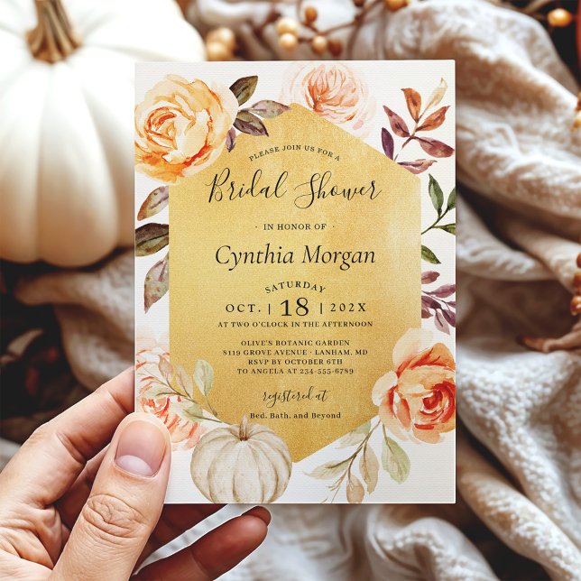 Invitación Otoño Luxury Gold Floral Fall Bridal Shower (Subido por el creador)