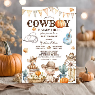 Invitación Otoño Nuestro Pequeño Vaquero Baby Shower del Salv