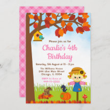 Otoño otoño Chica Scarecrow Cumpleaños