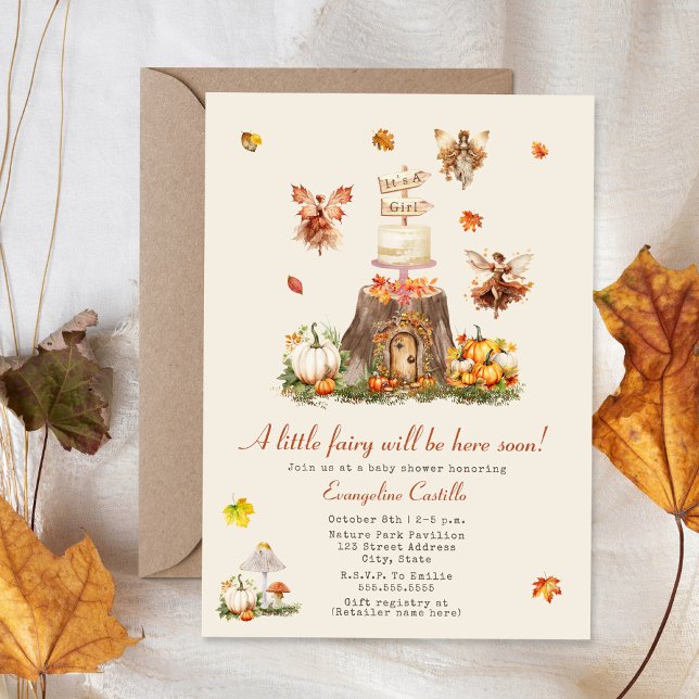 Invitación Otoño Otoño Fairy Woodland Chica Baby Shower (Subido por el creador)