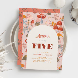 Invitación Otoño/Otoño Mushroom & Wildflower Pink Birday