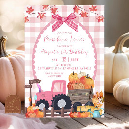 Invitación Otoño Otoño Parche de Calabaza de Bow Rosado Cumpl