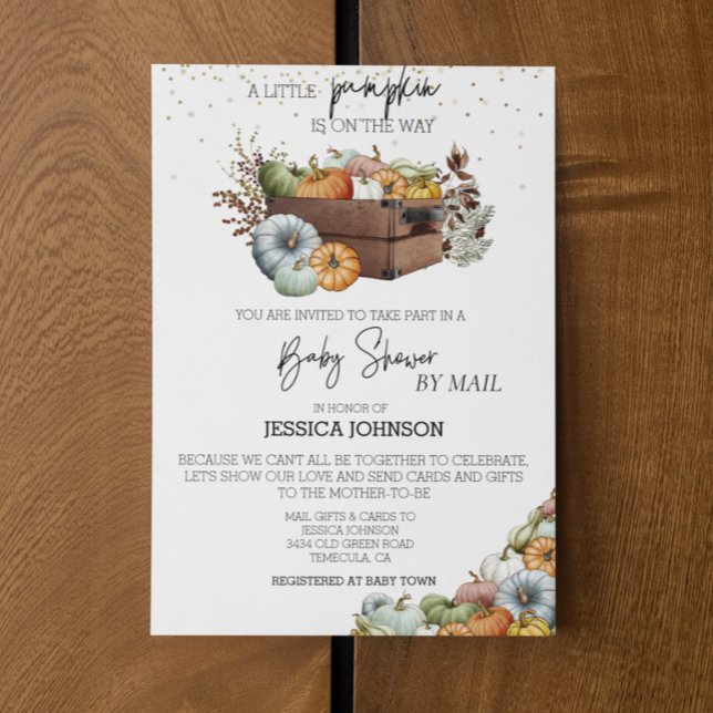 Invitación Otoño Pequeña Calabaza Baby Shower Por Correo (Subido por el creador)