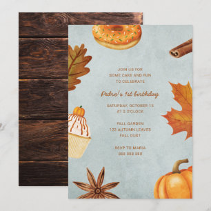 Invitación Otoño Primer cumpleaños Fiesta simple calabaza rus