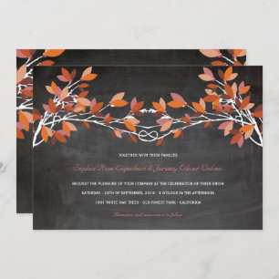 Invitación Otoño Red Knoted Love Trees Chalkboard Boda
