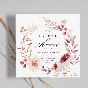 Invitación Otoño Romance Floral Wreath Boda Bridal Shower
