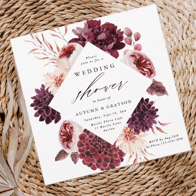 Invitación Otoño Romance Watercolor Floral Wedding Ducha (Subido por el creador)