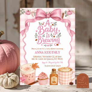 Invitación Otoño Rosa Café Se Está Gestando una Fiesta de Beb
