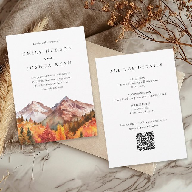 Invitación Otoño RSVP todo en un Boda de código QR (Subido por el creador)