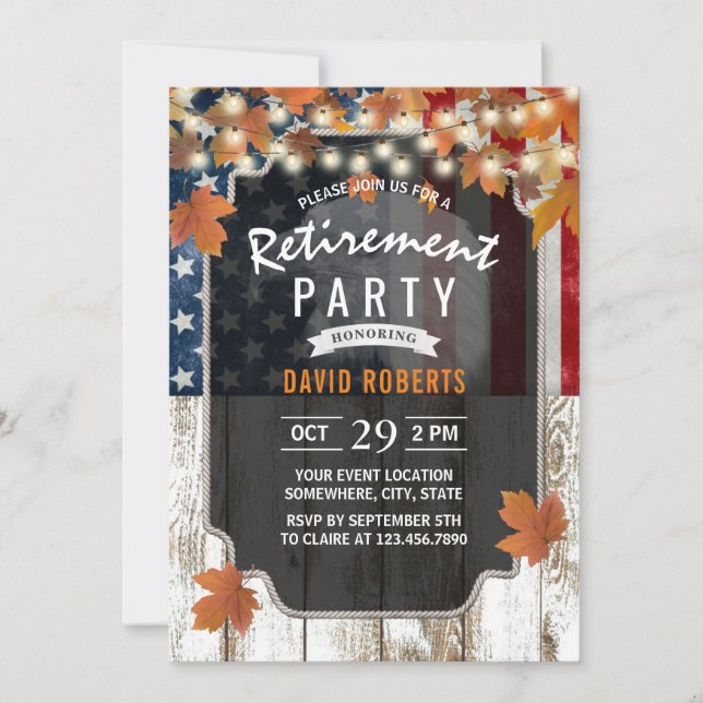 Invitación Otoño ruso deja retiro militar de bandera de Estad (Anverso)