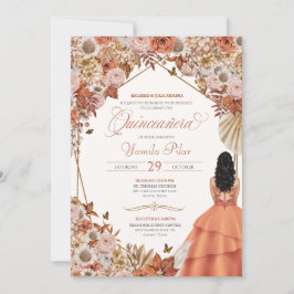Invitación Otoño Rust Dried Floral Fall Sale Quinceanera