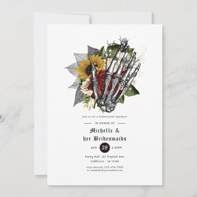 Invitación Otoño Rustic Floral Gothic Bridesmaids Luncheon (Anverso)