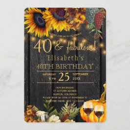 Invitación Otoño rústico 40 y fabulosos años cumpleaños 40