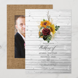 Invitación Otoño Rústico - Boda de Campo Floral en el Granero